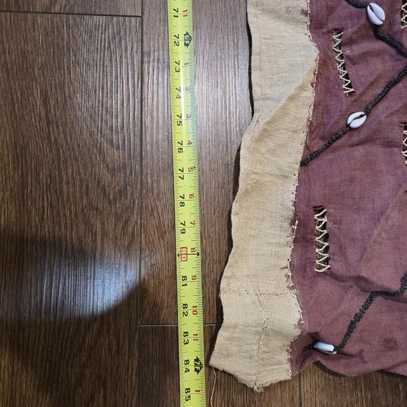 Embroidered Burgundy and Beige Table Runner Or Fabric For Project - Picture 4 of 5